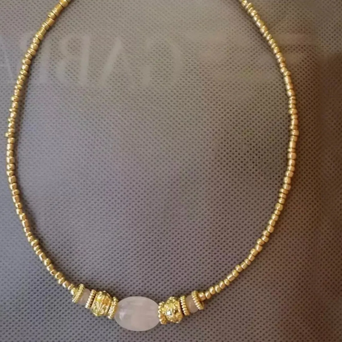 Boho & Mala Natural Quartz Stone Gold Tribal Necklace SCN1030
