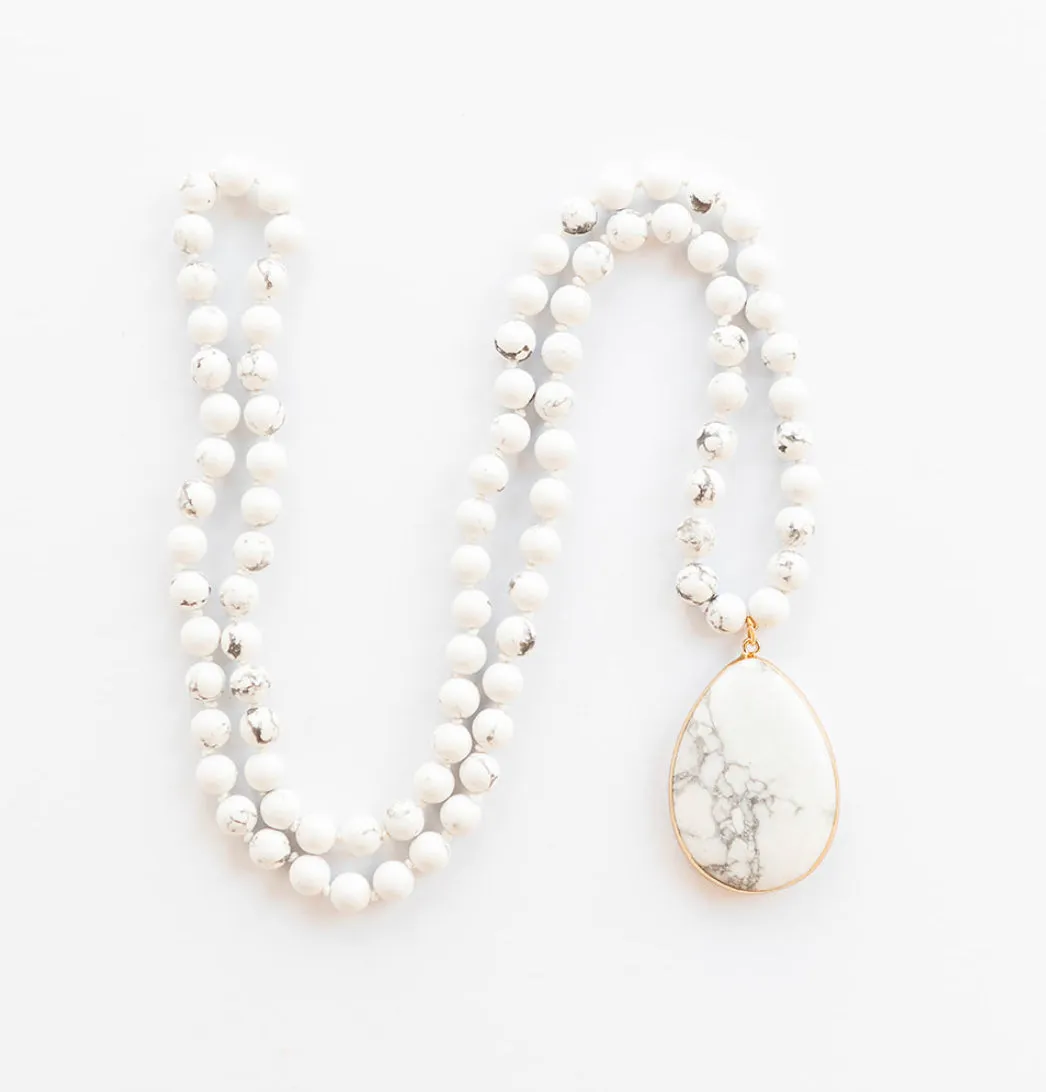 Boho & Mala Natural Tribal Round Howlite Stone Necklace TN10030