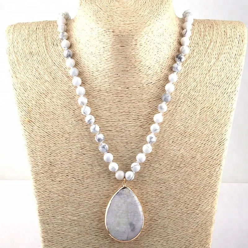 Boho & Mala Natural Tribal Round Howlite Stone Necklace TN10030