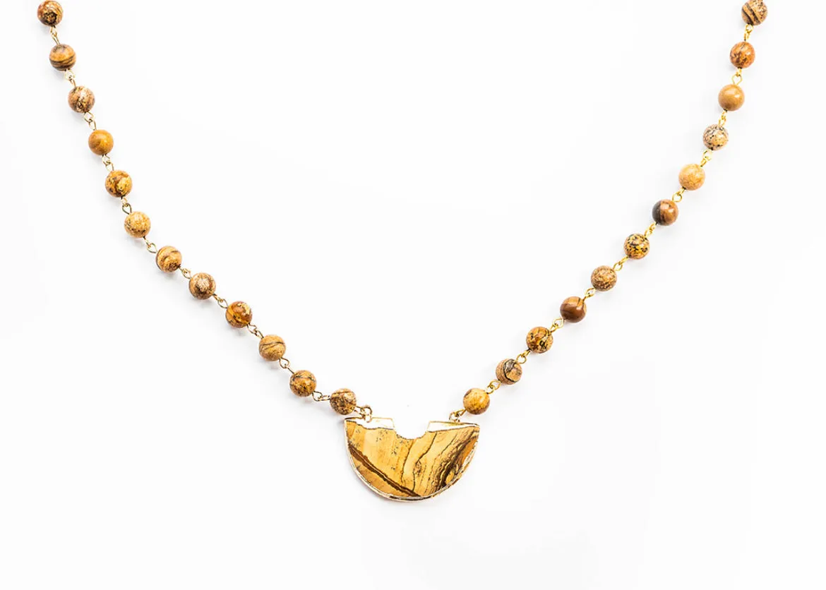 Boho & Mala Natural Tribal Short Desert Jasper Necklace TN100118