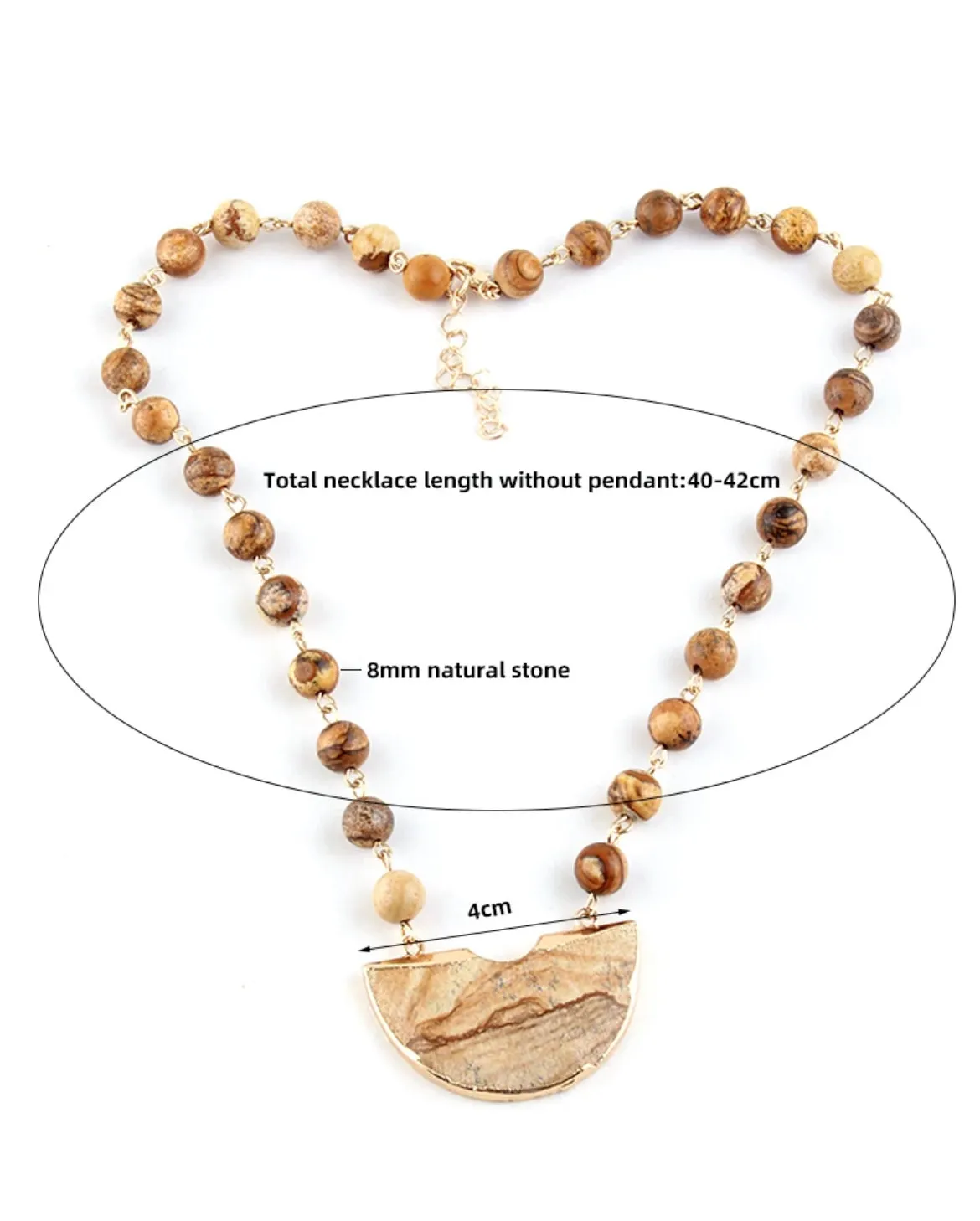 Boho & Mala Natural Tribal Short Desert Jasper Necklace TN100118