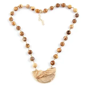Boho & Mala Natural Tribal Short Desert Jasper Necklace TN100118