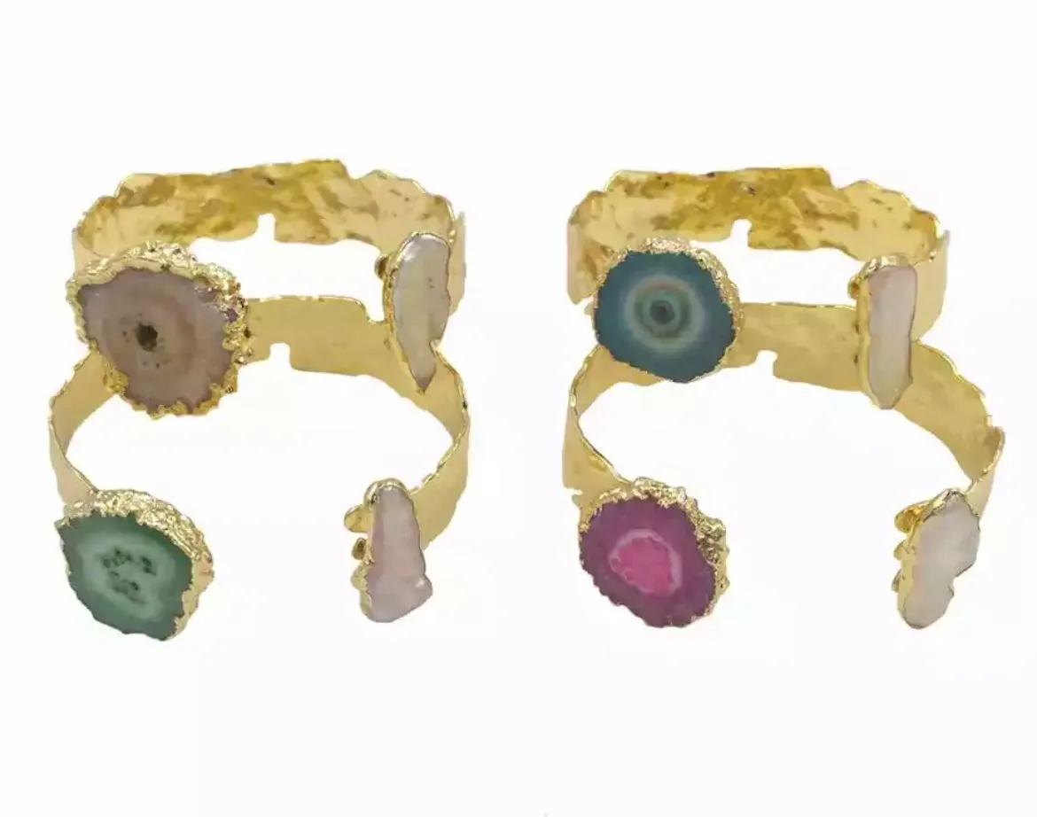 Boho & Mala Pink Solar Quartz & Freshwater Pearl Cuff Bracelet DCB1008