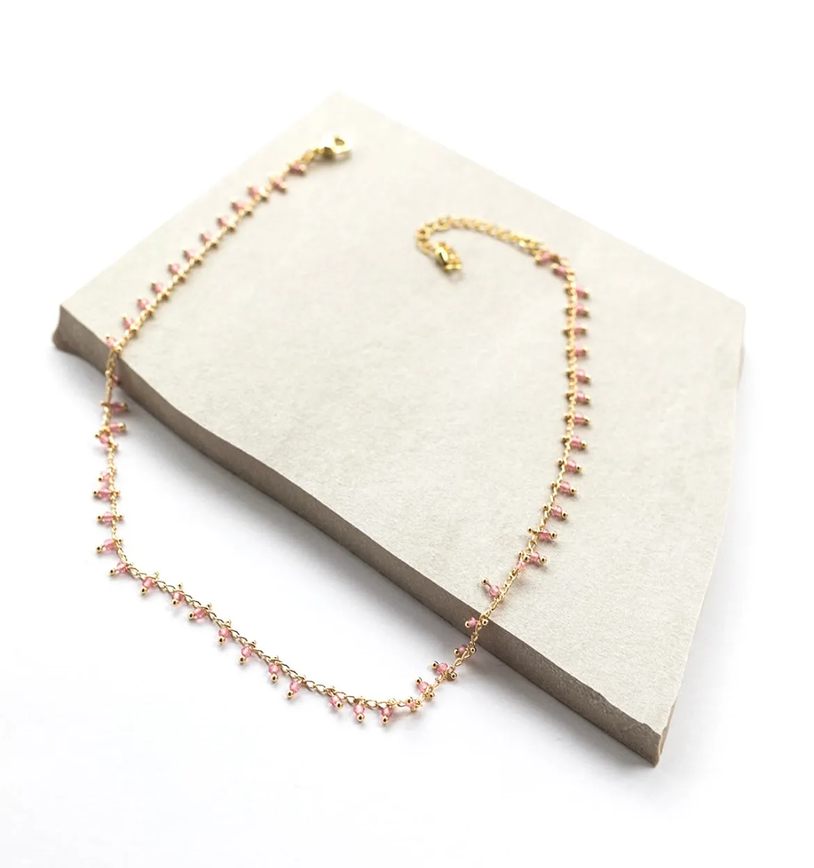 Boho & Mala Pink Stone Beaded Tribal Necklace