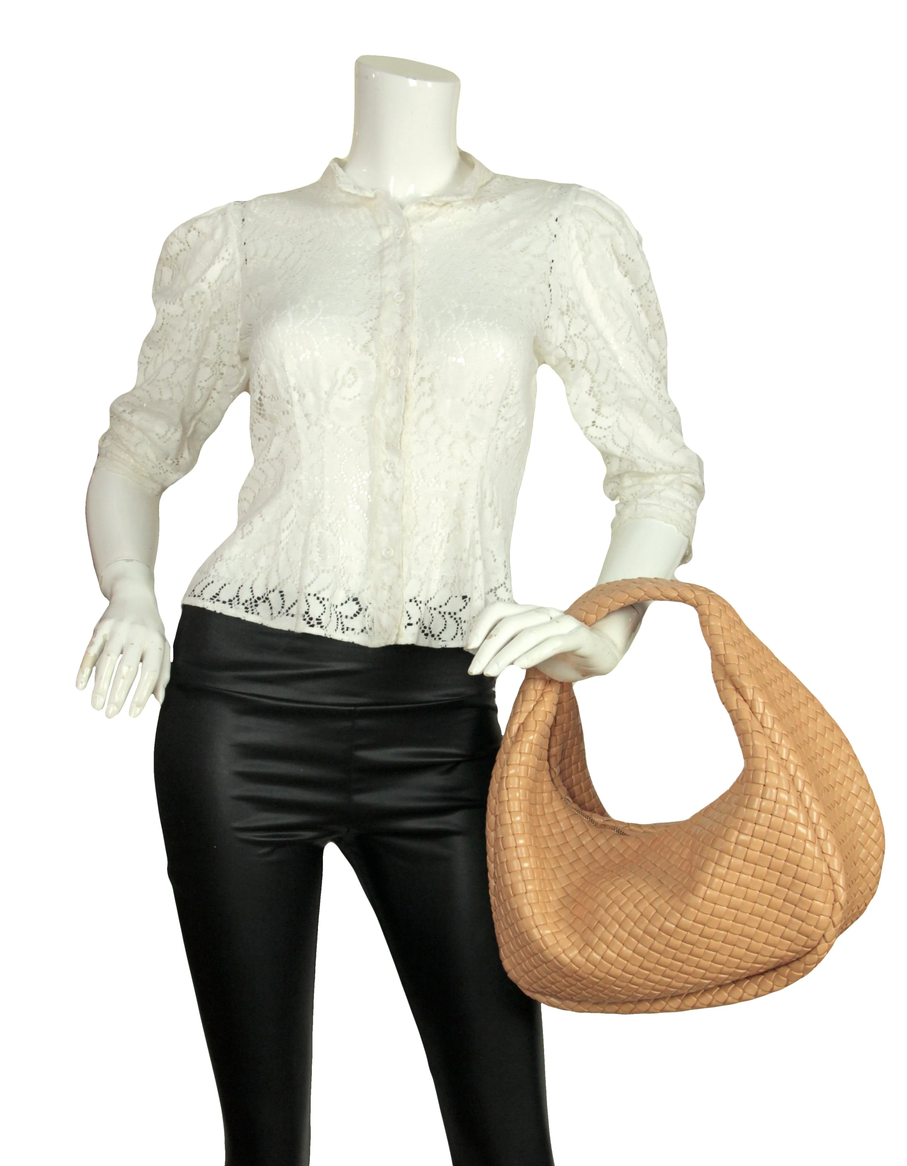 Bottega Veneta Almond Beige Leather Padded Jodie Hobo Bag