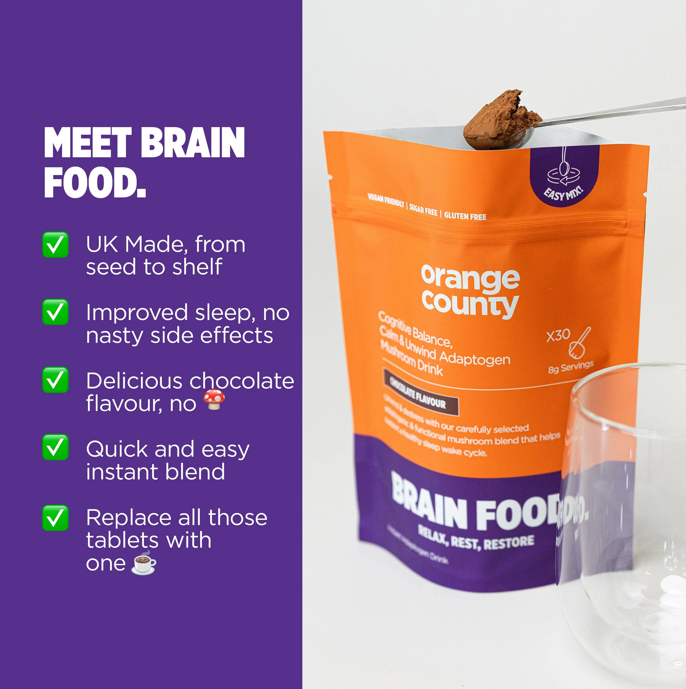 BRAIN FOOD. Calm & Unwind | 240g & Free Mixer!