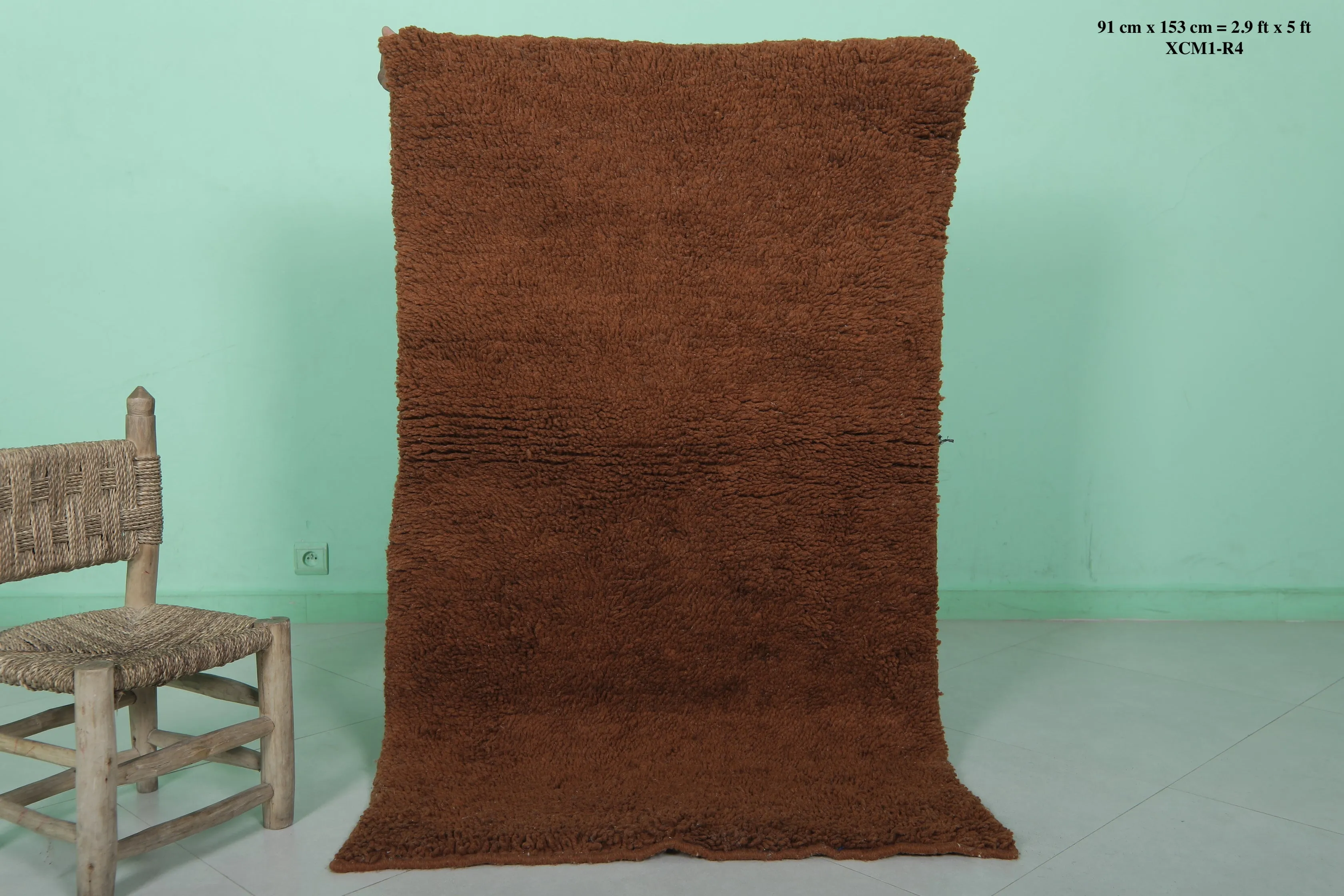 Brown Beni Ourain Rug - Handwoven 2.9 x 5 Feet | Luxurious Wool Design