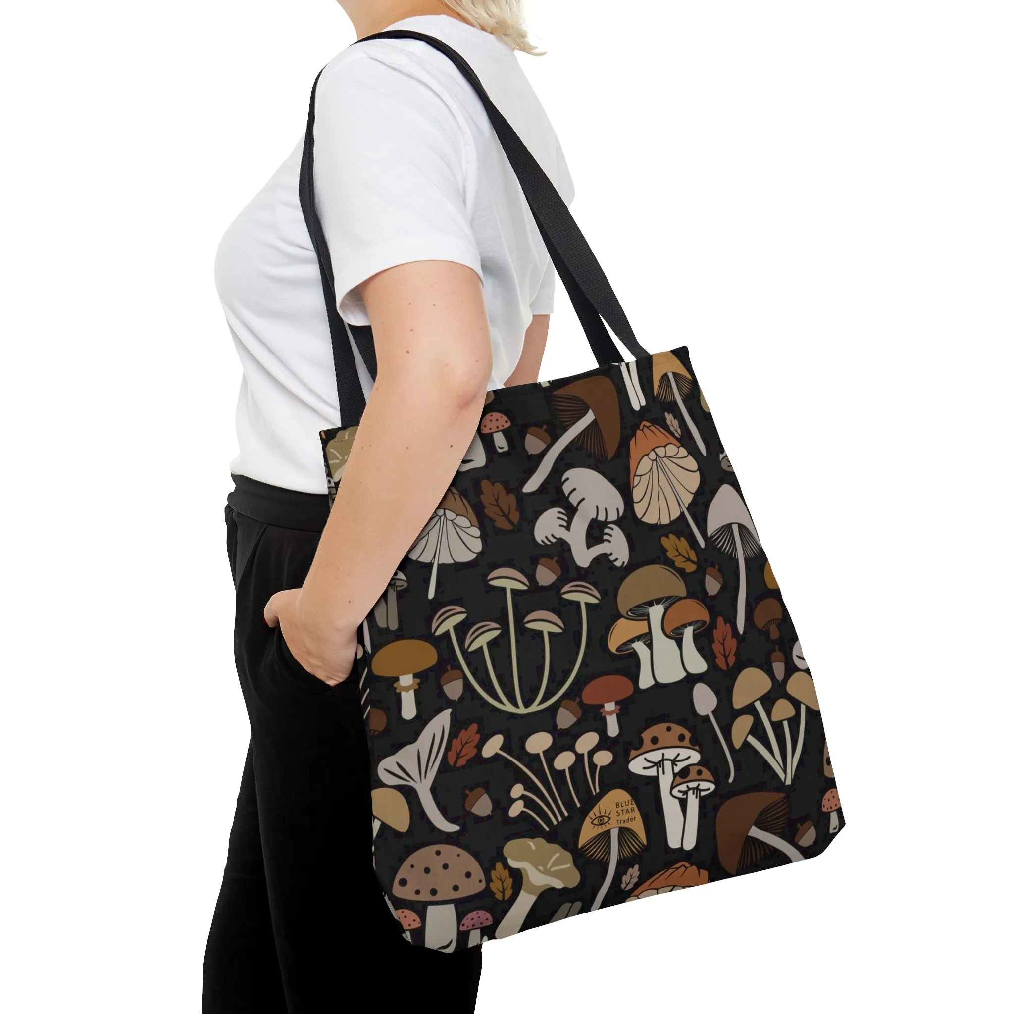 Brown Mushrooms Tote Bag, Dark Academia Bag