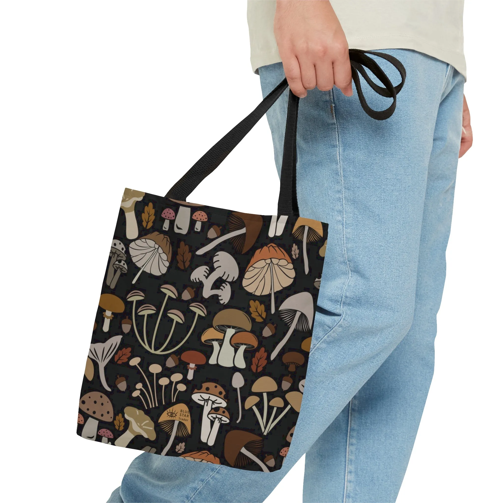 Brown Mushrooms Tote Bag, Dark Academia Bag