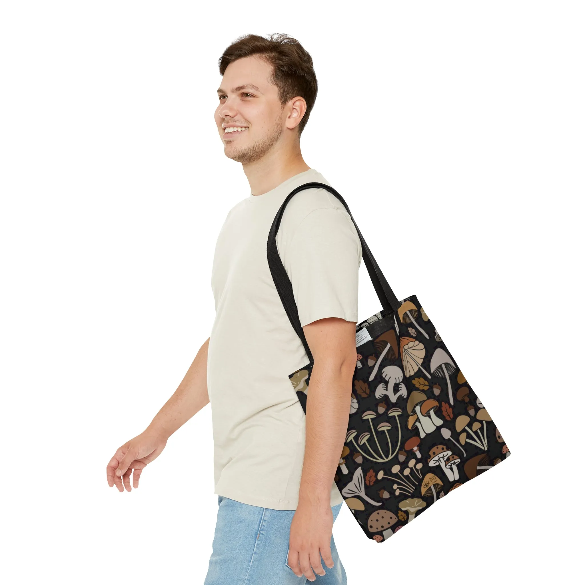 Brown Mushrooms Tote Bag, Dark Academia Bag
