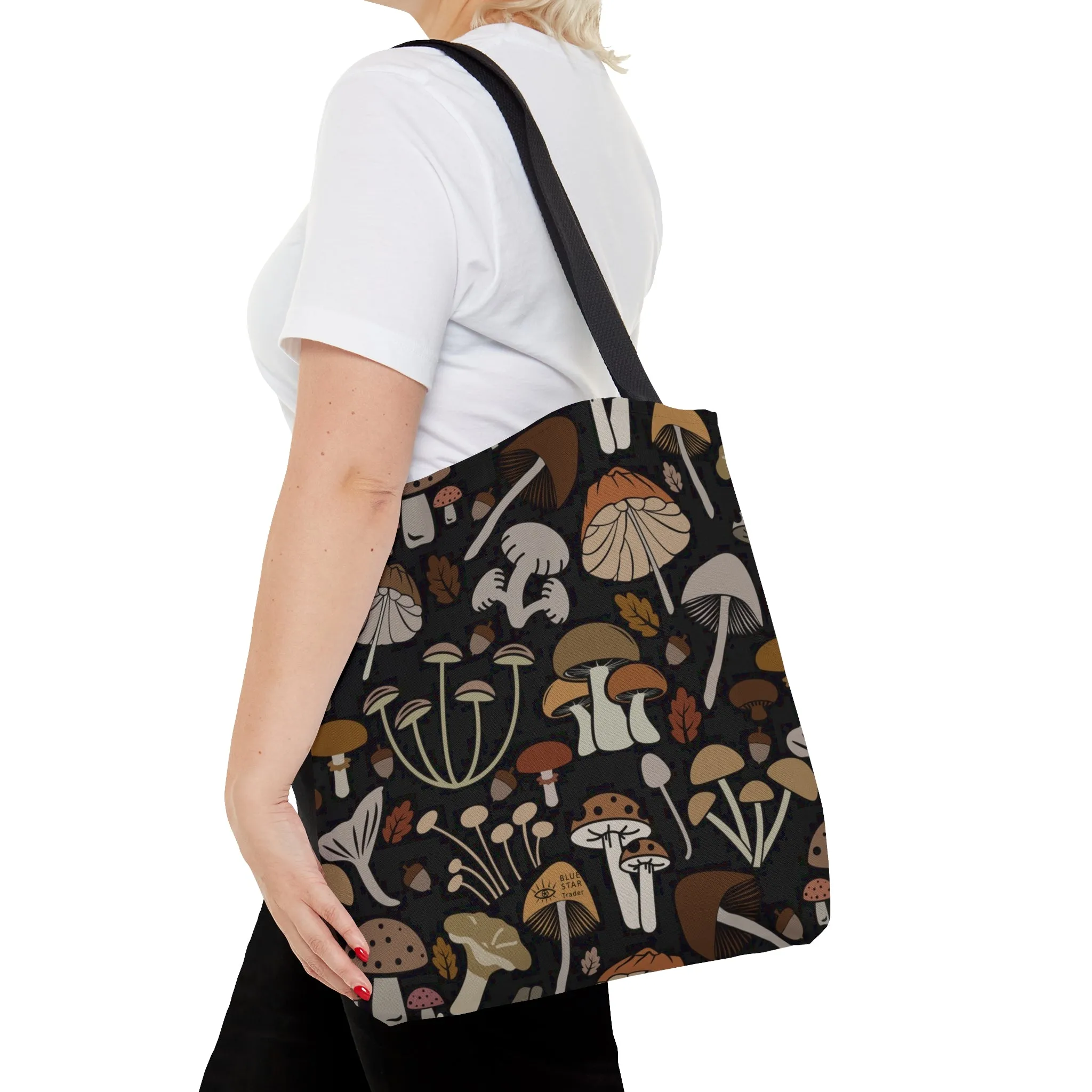 Brown Mushrooms Tote Bag, Dark Academia Bag