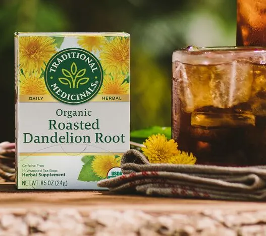 [Bundle Of 4] Traditional Medicinals Organic Roasted Dandelion Root Tea, 16 bags Exp: