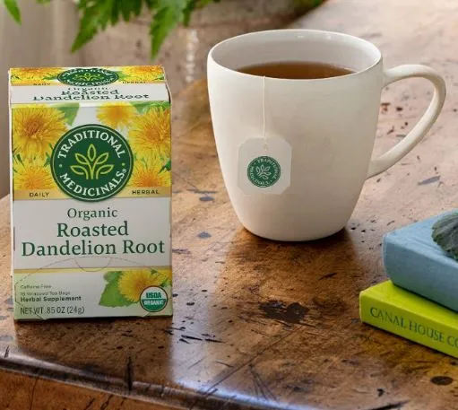 [Bundle Of 4] Traditional Medicinals Organic Roasted Dandelion Root Tea, 16 bags Exp: