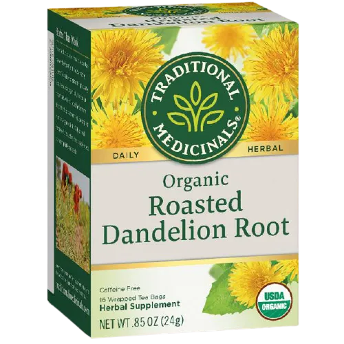 [Bundle Of 4] Traditional Medicinals Organic Roasted Dandelion Root Tea, 16 bags Exp: