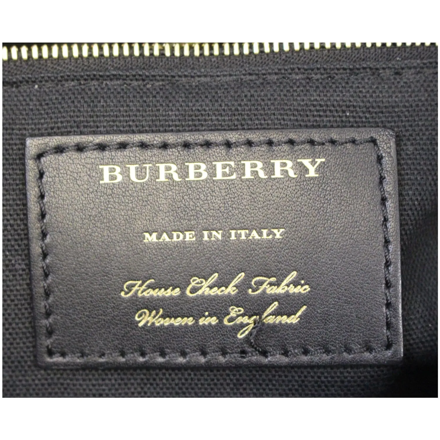 BURBERRY Large Banner Calf Leather House Check Tote Bag Black
