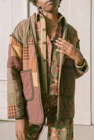 Burgundy Patchwork Kalina Cocoon Coat