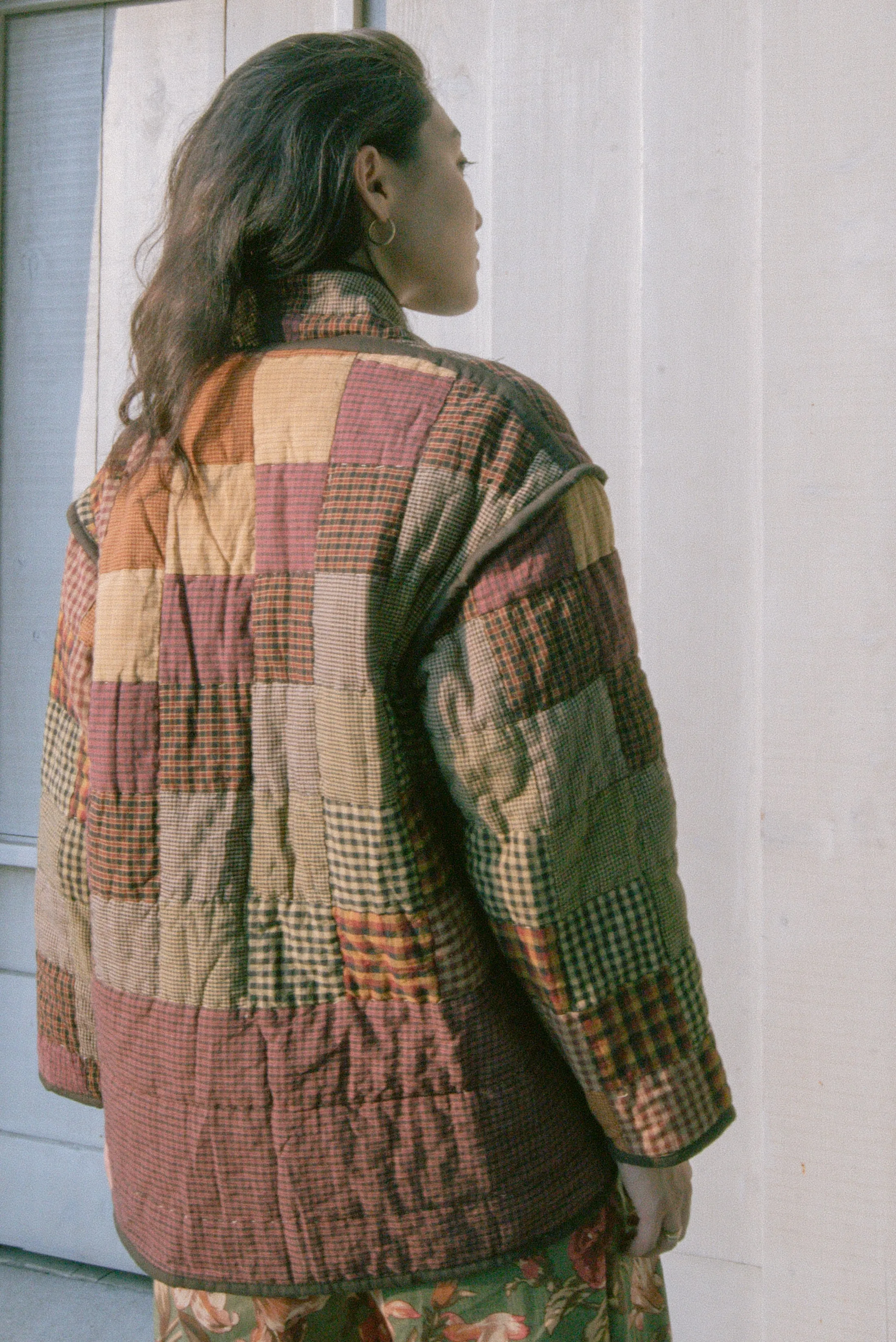 Burgundy Patchwork Kalina Cocoon Coat