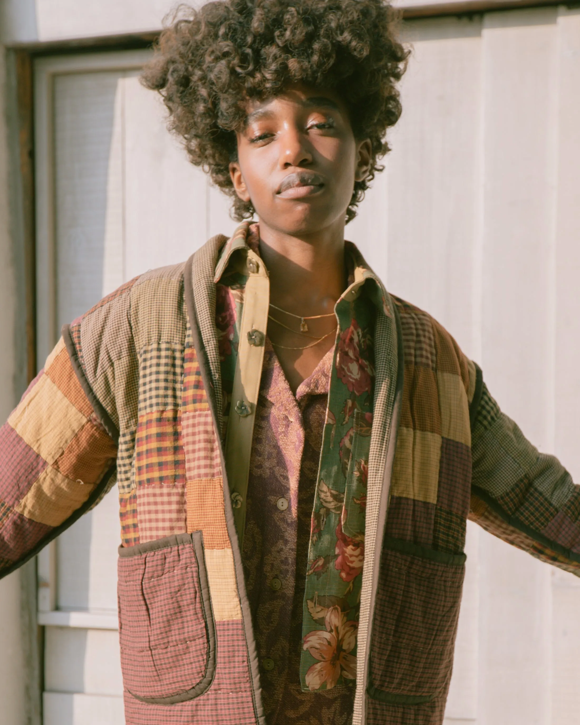 Burgundy Patchwork Kalina Cocoon Coat