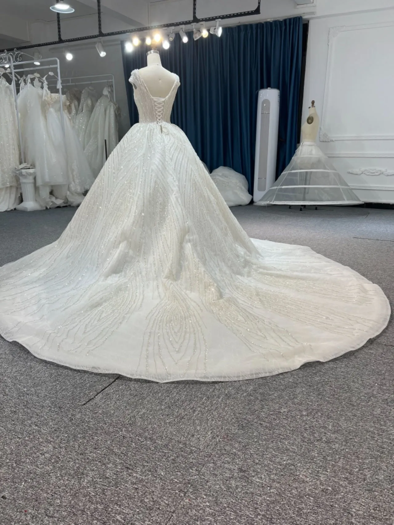 BYG#Z318 Short sleeves, round neck, luxurious beading Ball gown wedding dress