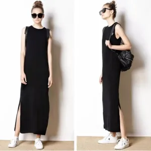 CAARA Wool Angora Maxi Dress in Olive