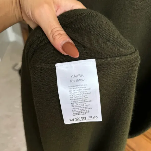 CAARA Wool Angora Maxi Dress in Olive