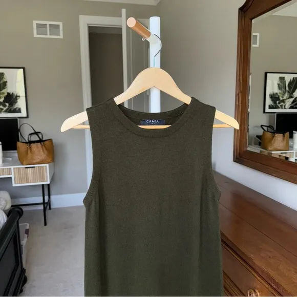CAARA Wool Angora Maxi Dress in Olive