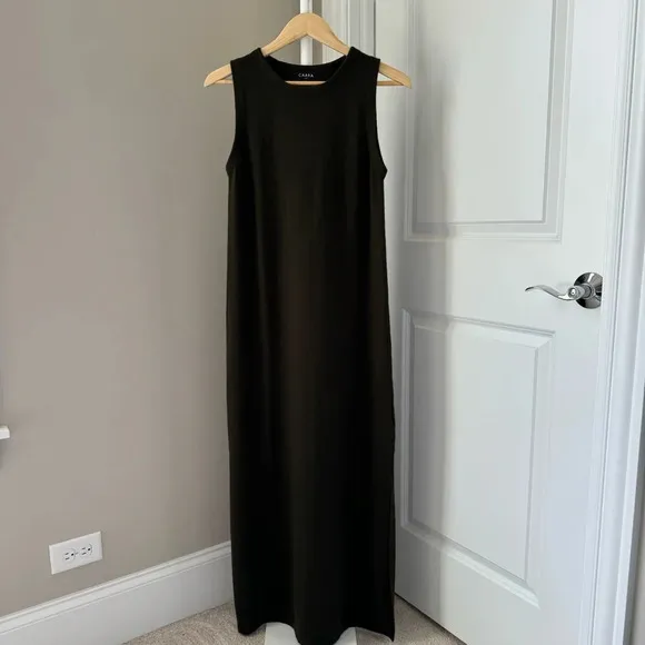 CAARA Wool Angora Maxi Dress in Olive