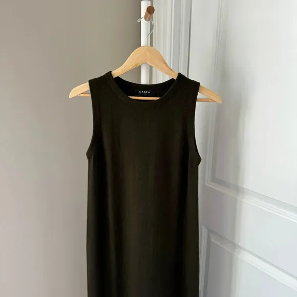 CAARA Wool Angora Maxi Dress in Olive