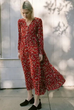 Candy Red Lupine Maxi Dress