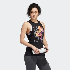 CANOTTA DONNA ADIDAS WOMAN TANK TOP NERA FLOWER FUNCTIONAL TRAINING