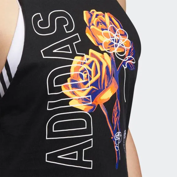 CANOTTA DONNA ADIDAS WOMAN TANK TOP NERA FLOWER FUNCTIONAL TRAINING