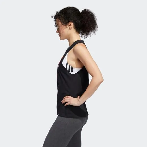 CANOTTA DONNA ADIDAS WOMAN TANK TOP NERA FLOWER FUNCTIONAL TRAINING