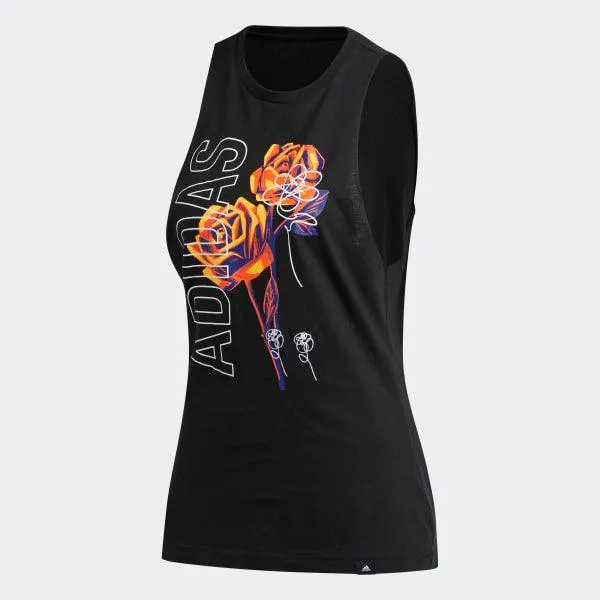 CANOTTA DONNA ADIDAS WOMAN TANK TOP NERA FLOWER FUNCTIONAL TRAINING