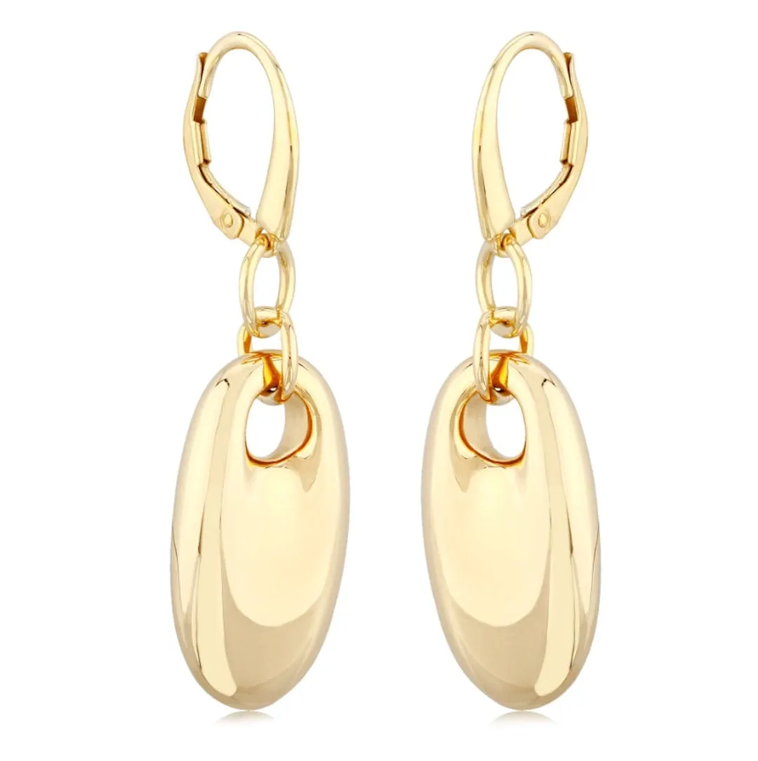 Carla 14k Yellow Gold Oval "Puff" Drop Earrings