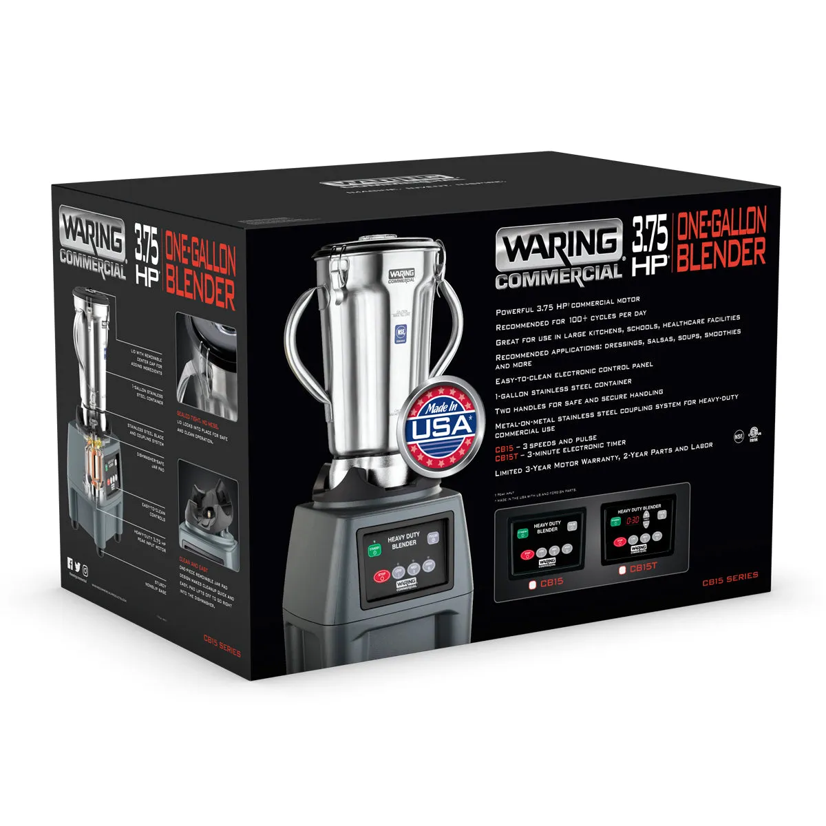 CB15T Heavy-Duty One Gallon Food Blender with Timer by Waring Commercial