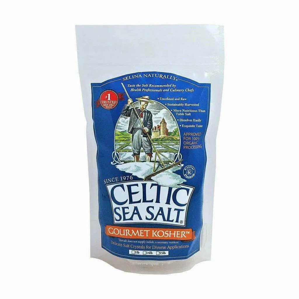Celtic Sea Salt Gourmet Kosher Salt Resealable Bag 454 Grams