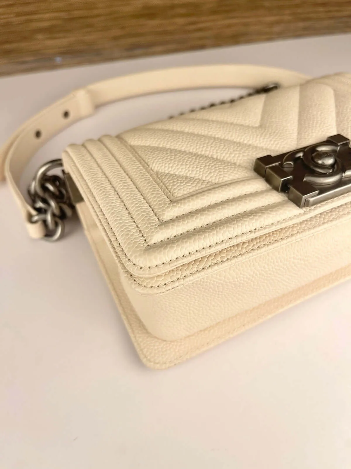 Chanel Boy Flap Bag Chevron Caviar Old