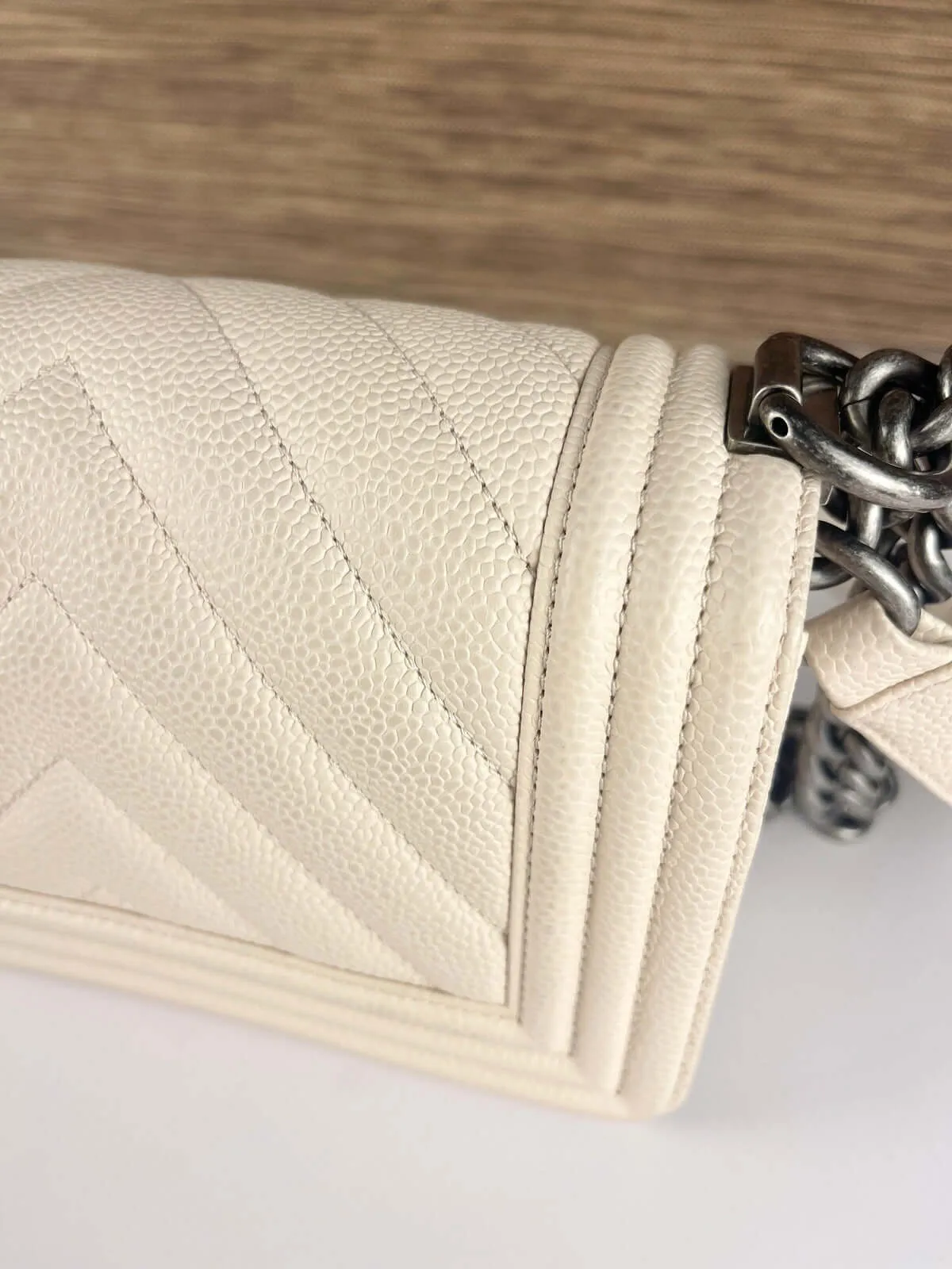 Chanel Boy Flap Bag Chevron Caviar Old