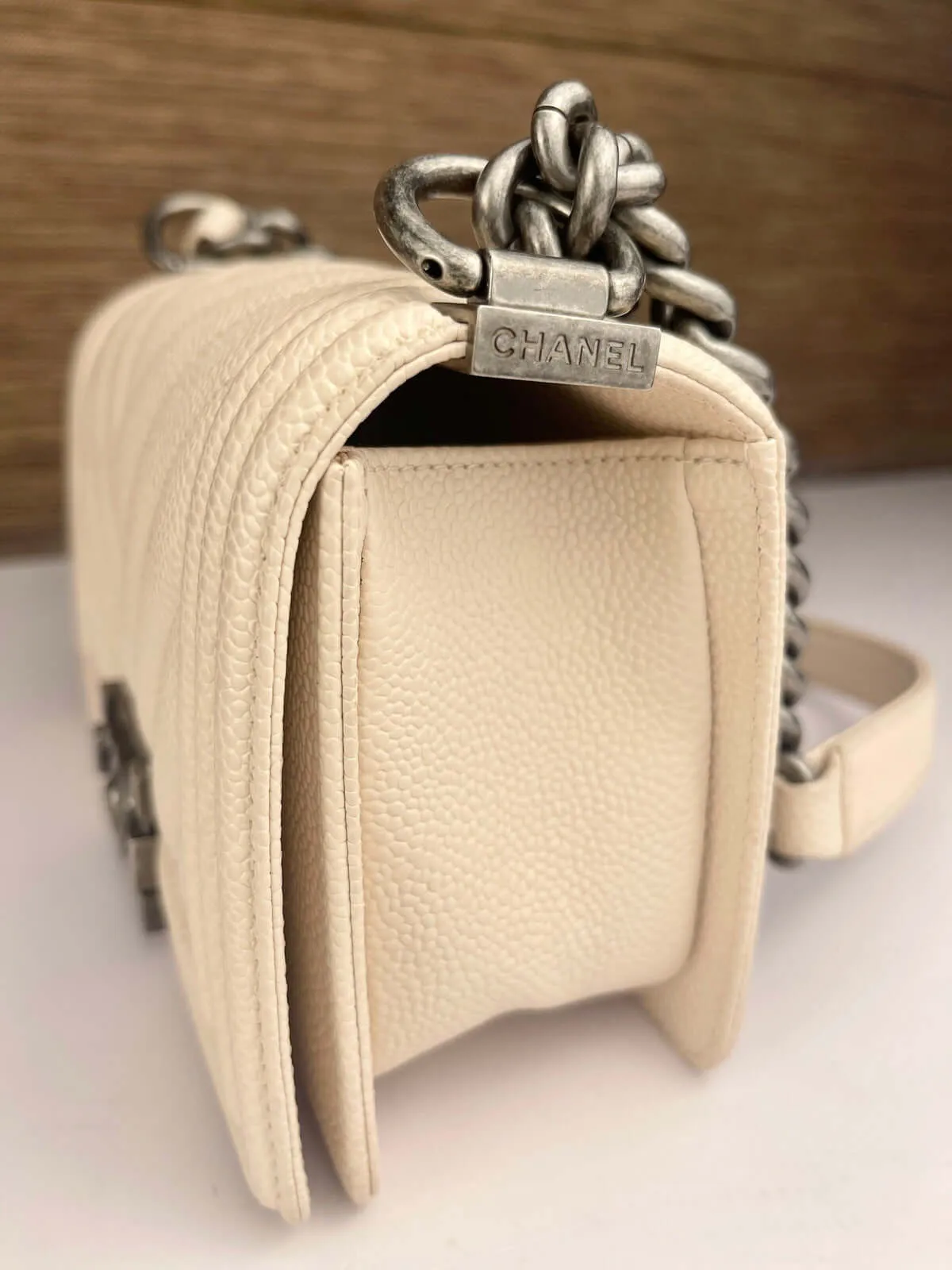 Chanel Boy Flap Bag Chevron Caviar Old