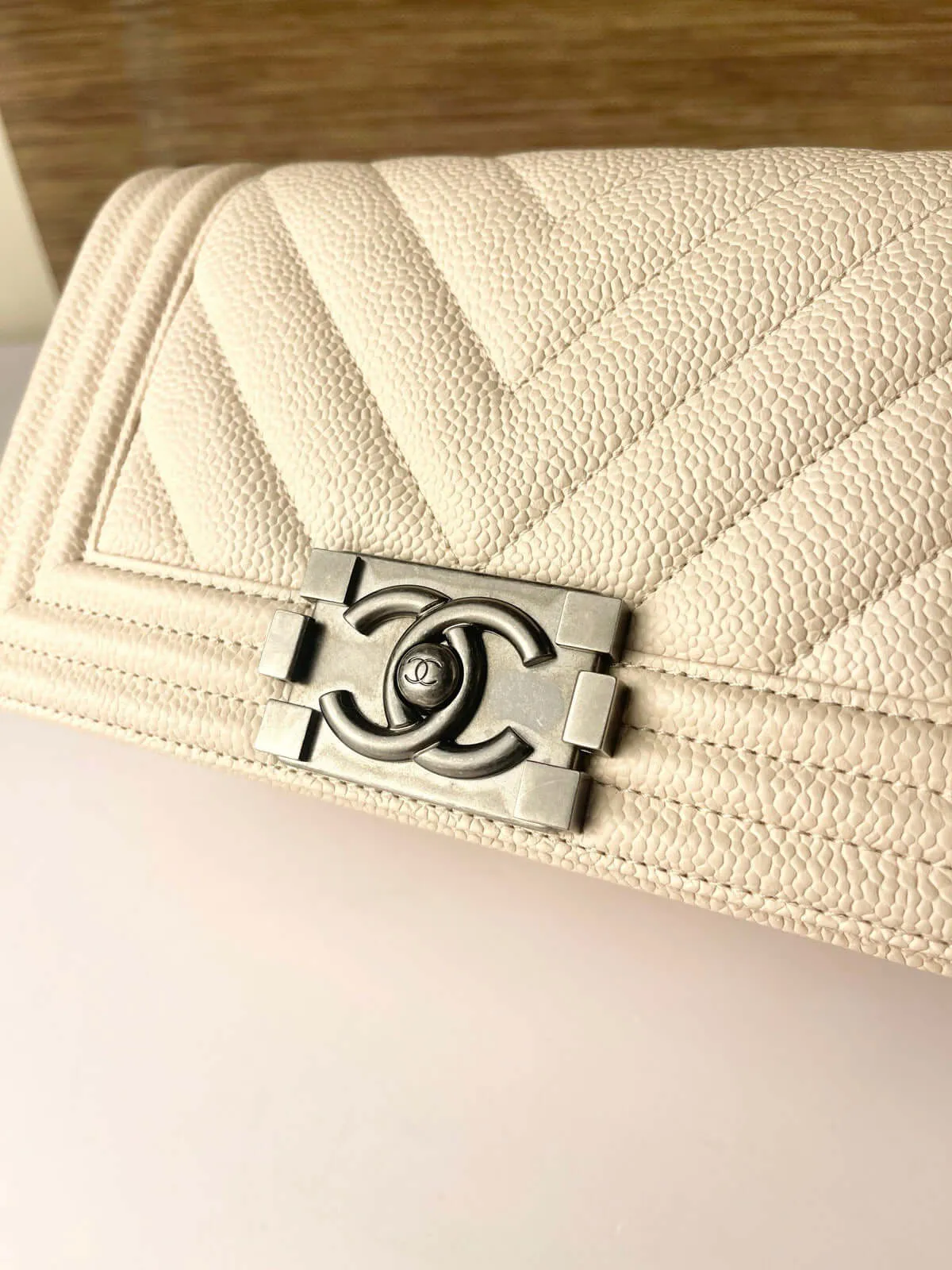 Chanel Boy Flap Bag Chevron Caviar Old