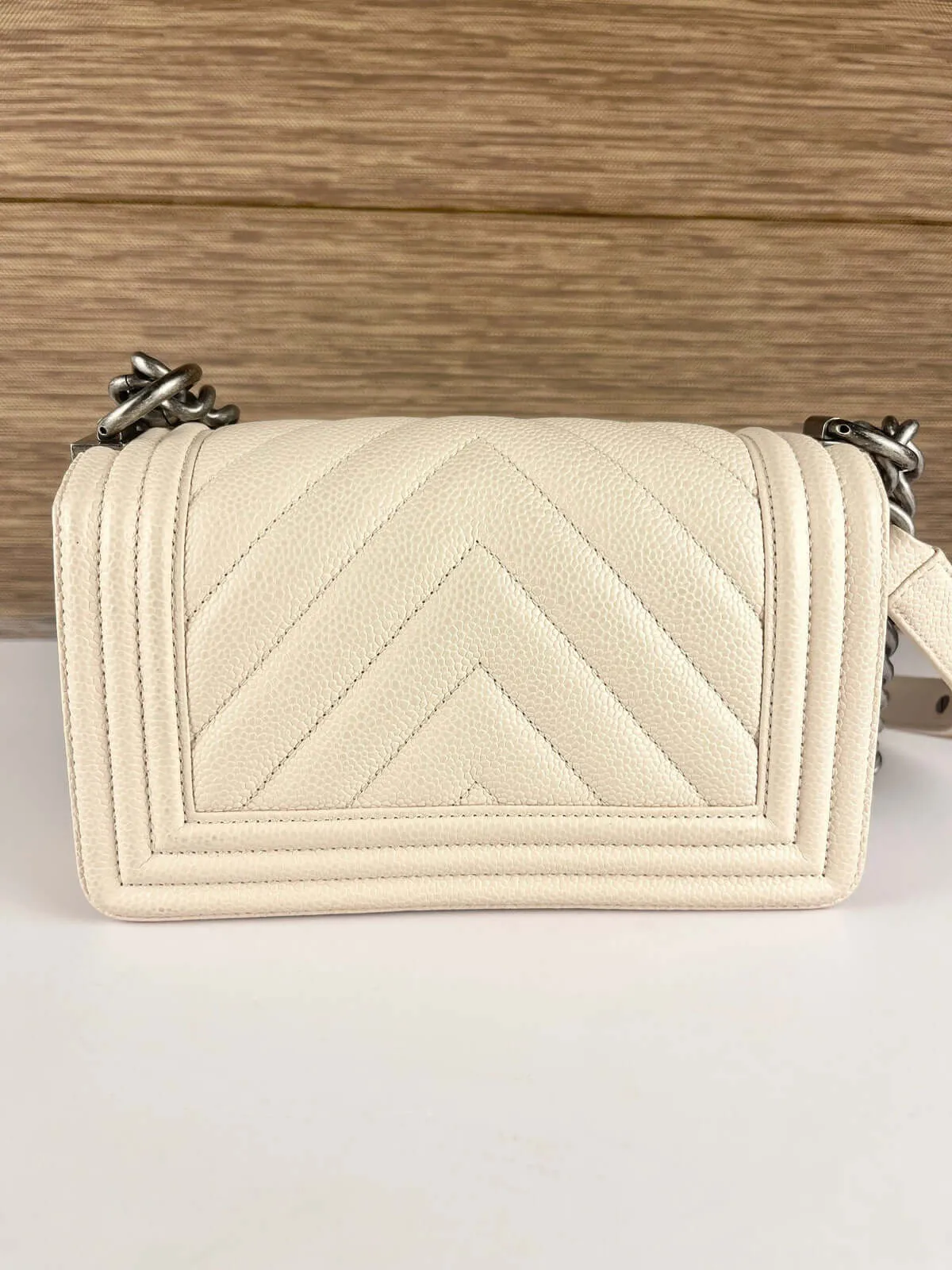Chanel Boy Flap Bag Chevron Caviar Old