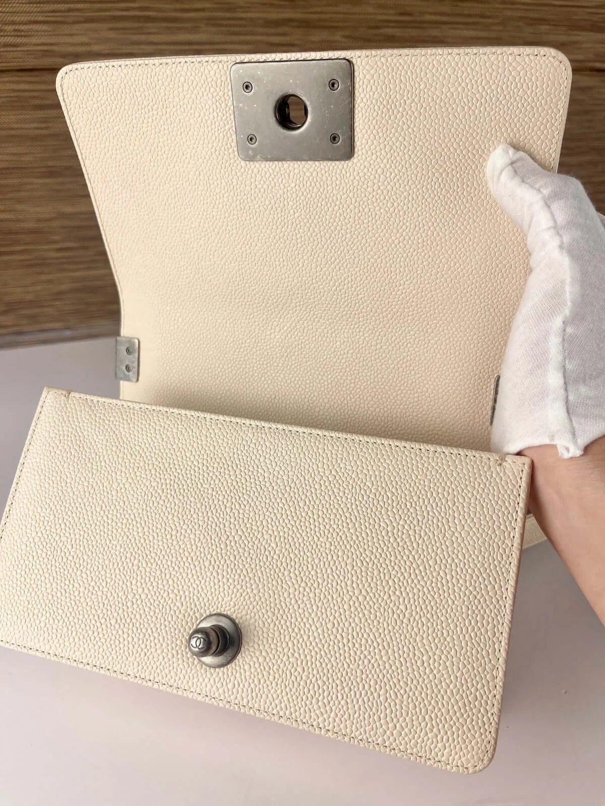 Chanel Boy Flap Bag Chevron Caviar Old