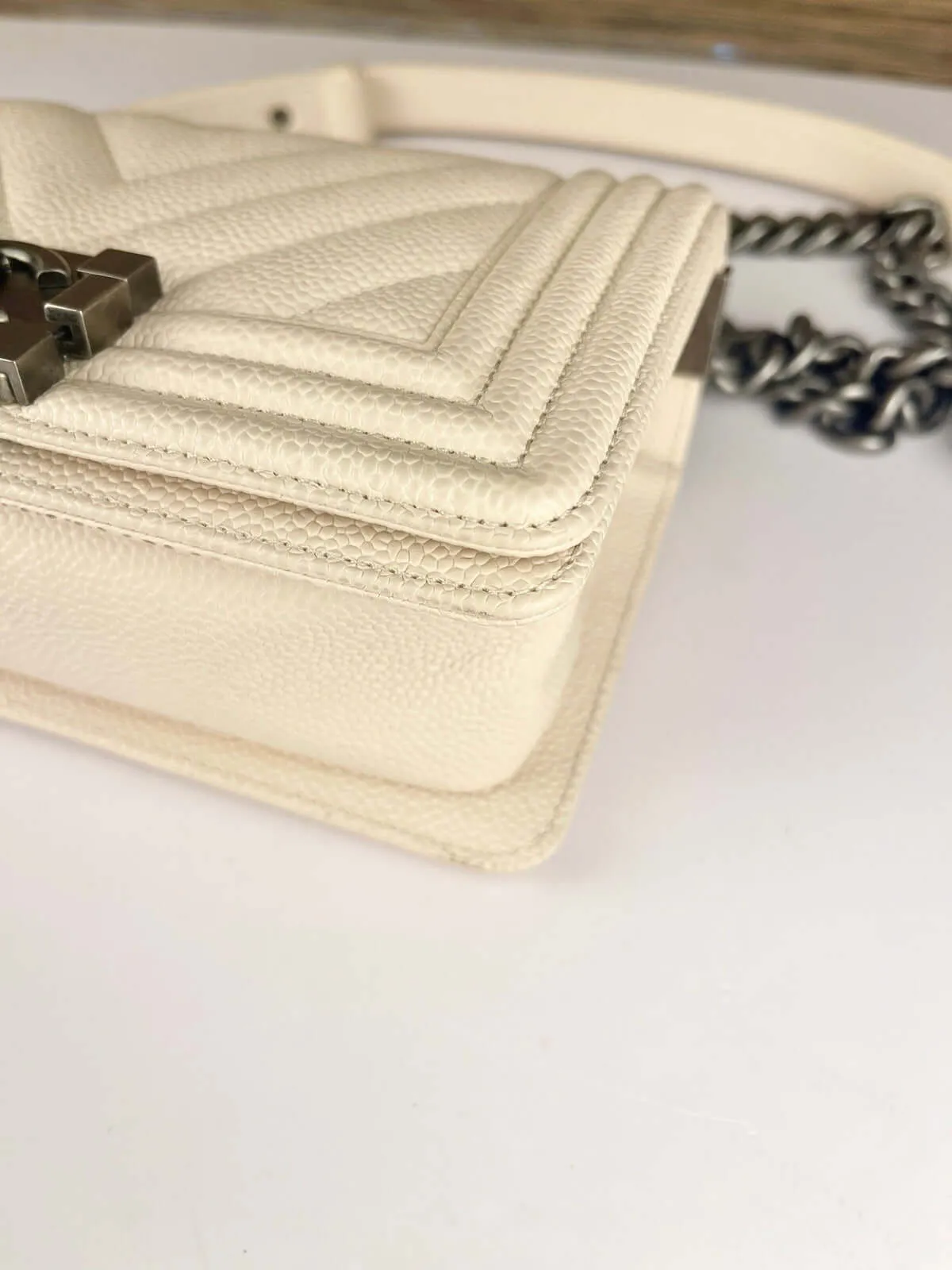 Chanel Boy Flap Bag Chevron Caviar Old