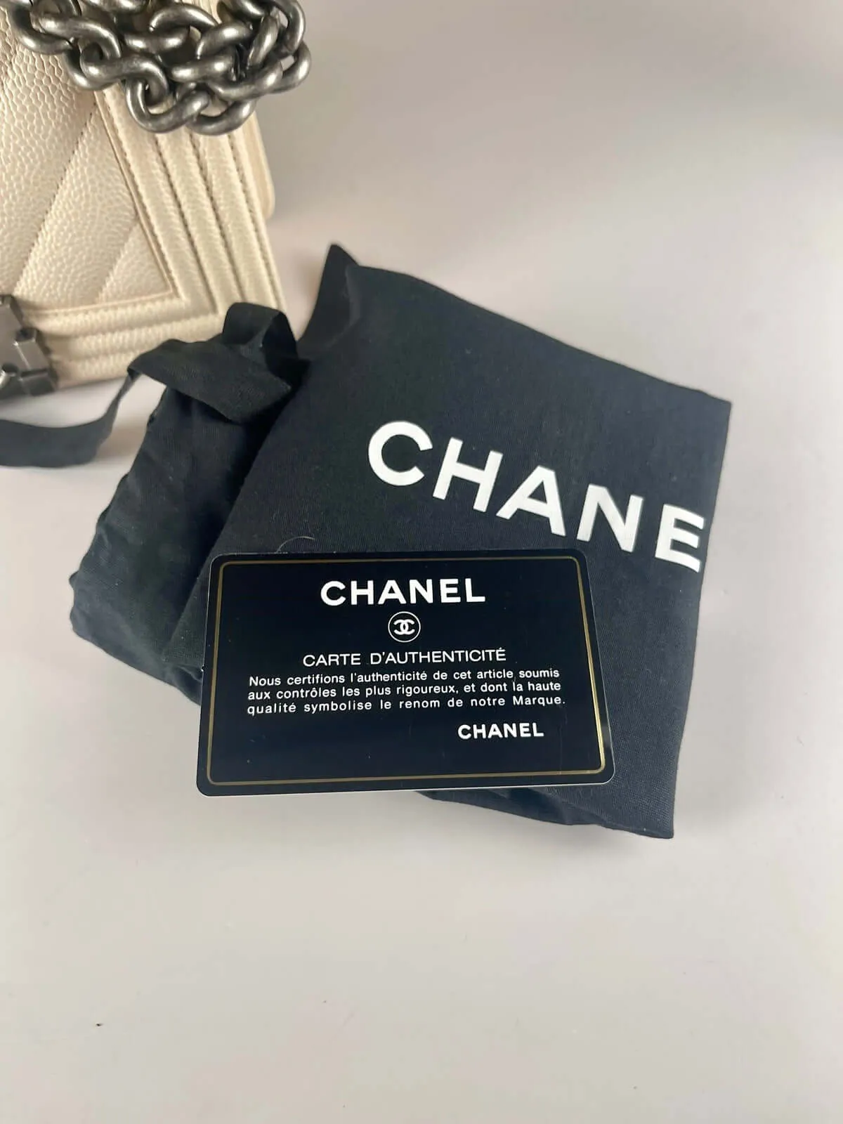 Chanel Boy Flap Bag Chevron Caviar Old