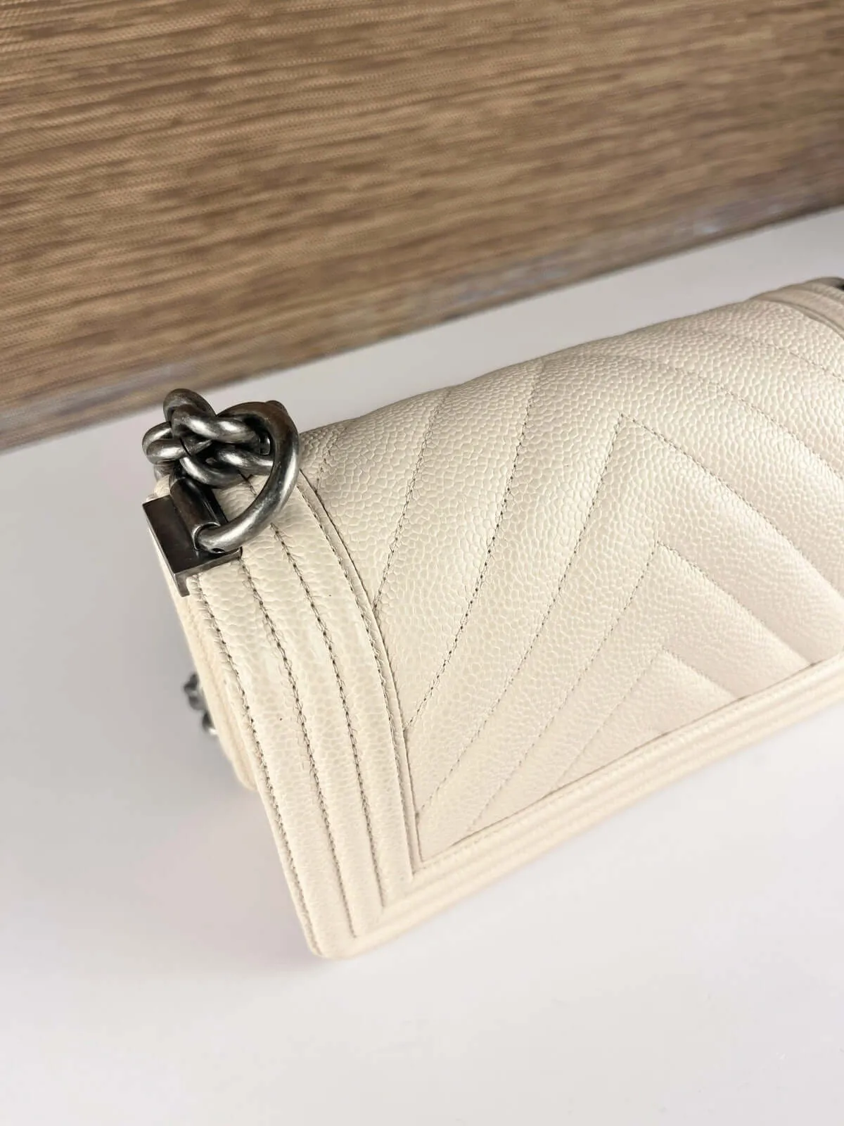 Chanel Boy Flap Bag Chevron Caviar Old