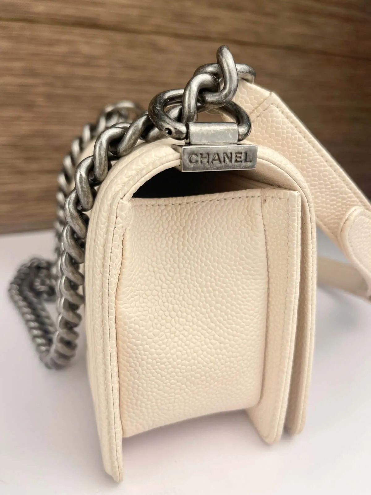 Chanel Boy Flap Bag Chevron Caviar Old