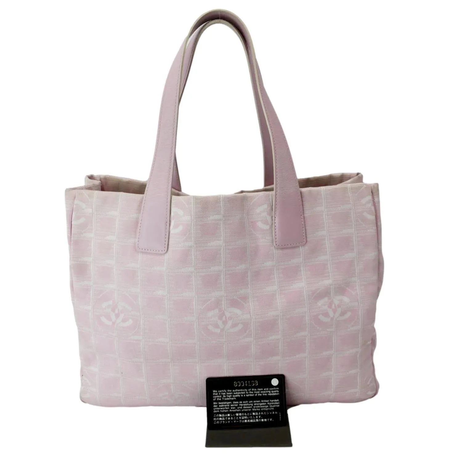 CHANEL CC Logo Travel Line Large Nylon Tote Bag Light Pink