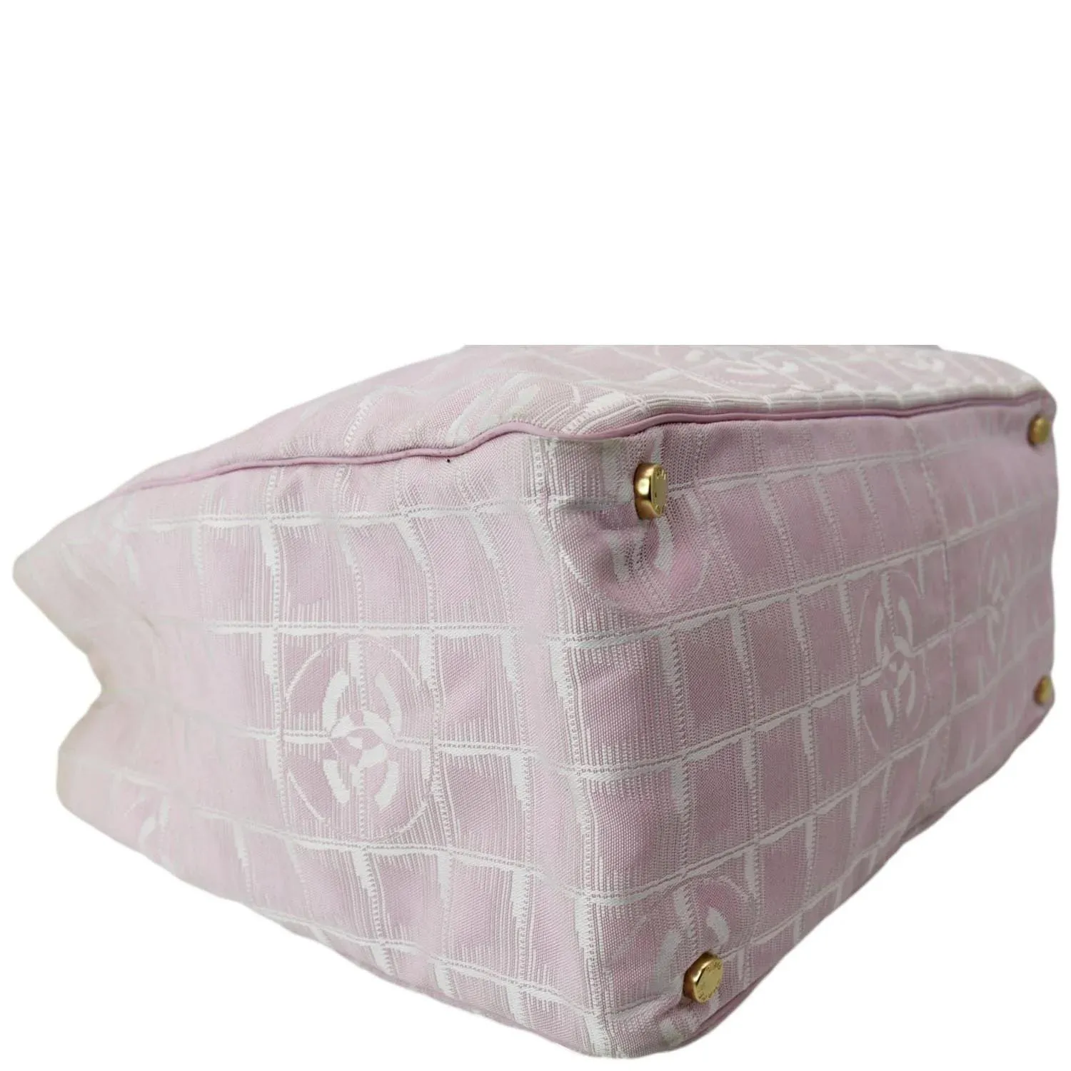 CHANEL CC Logo Travel Line Large Nylon Tote Bag Light Pink