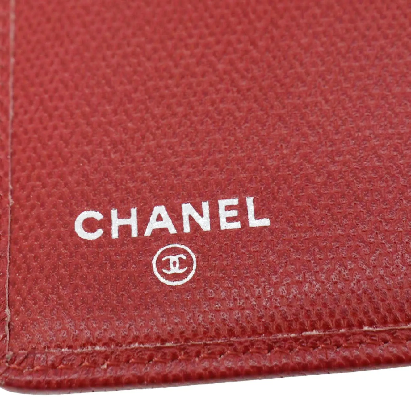 CHANEL Vintage Leather Long Wallet Red