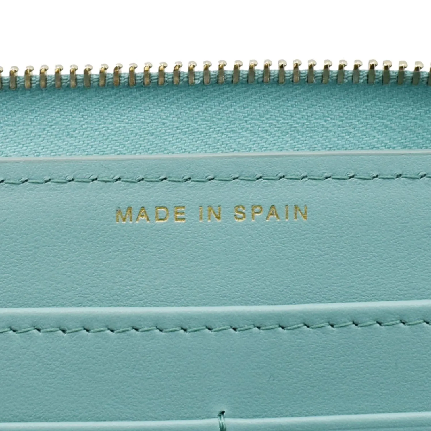CHANEL Zip Around Quilted Caviar Leather Wallet Turquoise